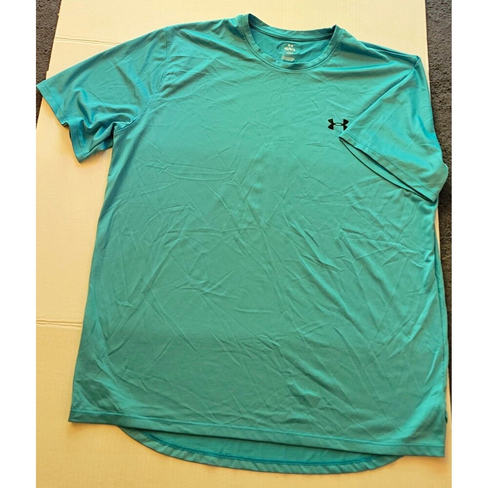Under Armour Men's L Seafoam Short Sleeve Crew Neck Loose Fit Logo T-Shirt